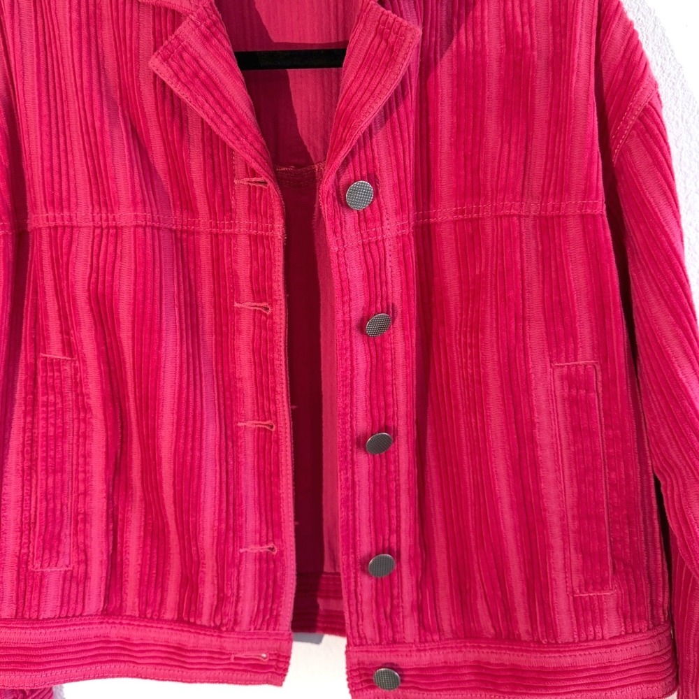 Cabi 4124 Hot Pink Corduroy Jacket Womens XS Cotton Ribbed Trucker Button Up - Picture 2 of 10